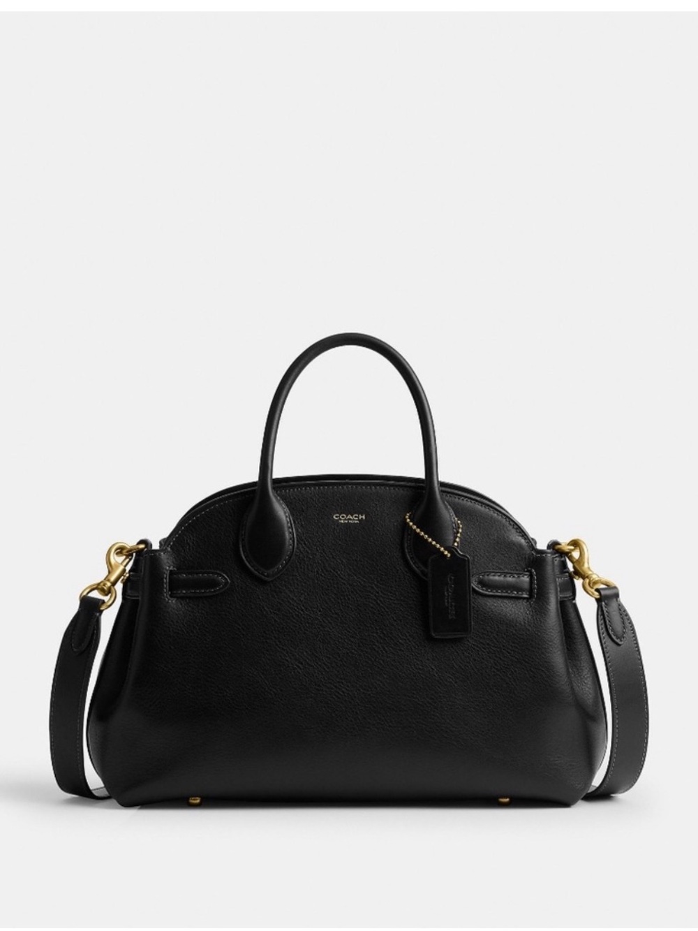 Coach Black Leather Dome Satchel with Gold Hardware